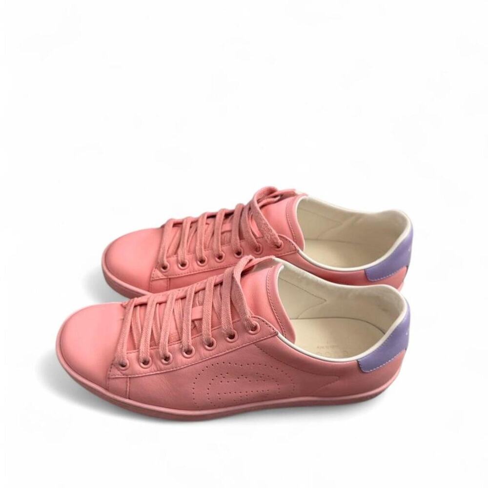 Pink Gucci Ace Leather Trainers Sneakers